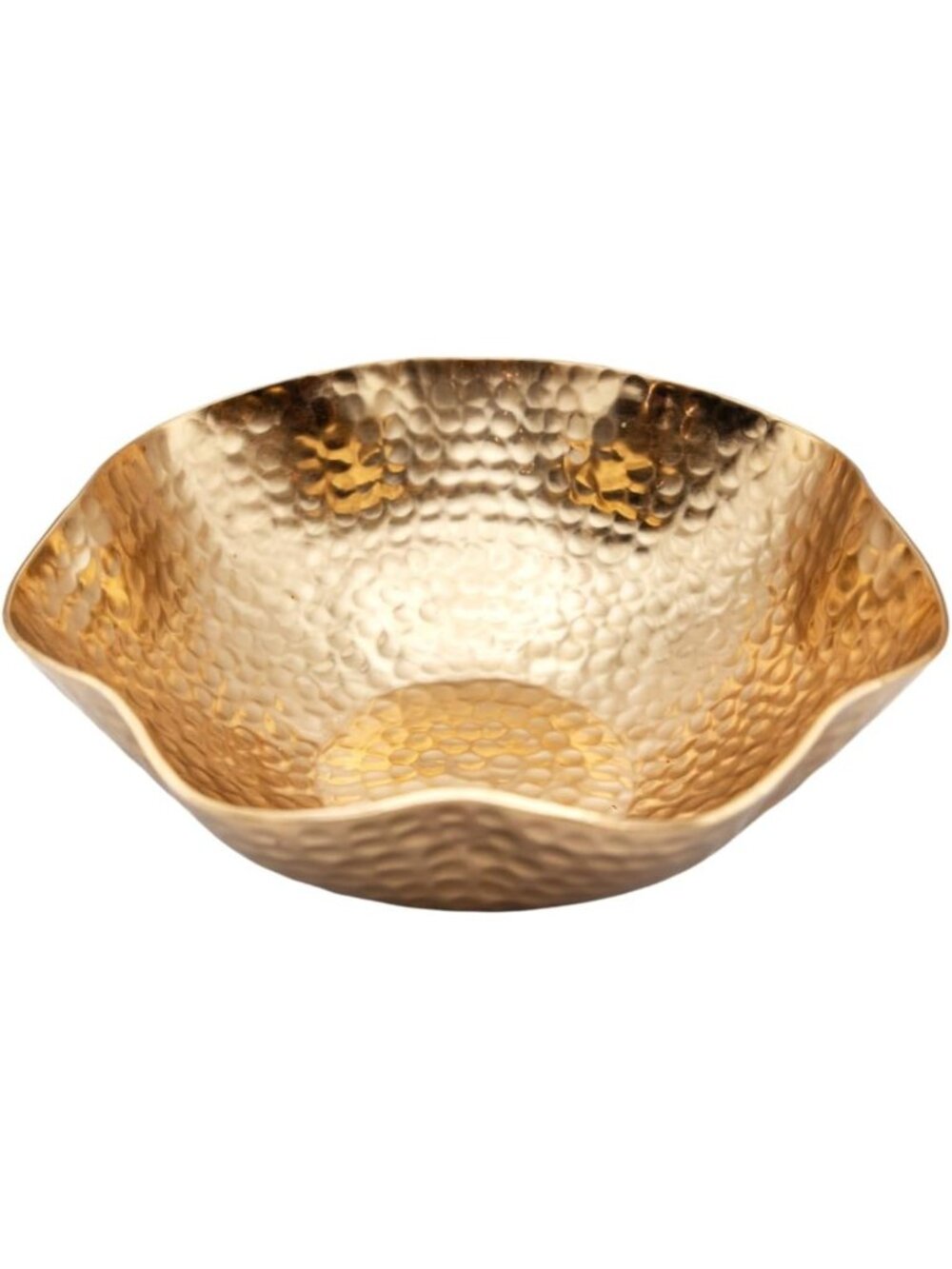 Large Scalloped Wave Edge Bowl, Decorative Hammered Metal, Modern Home Decor